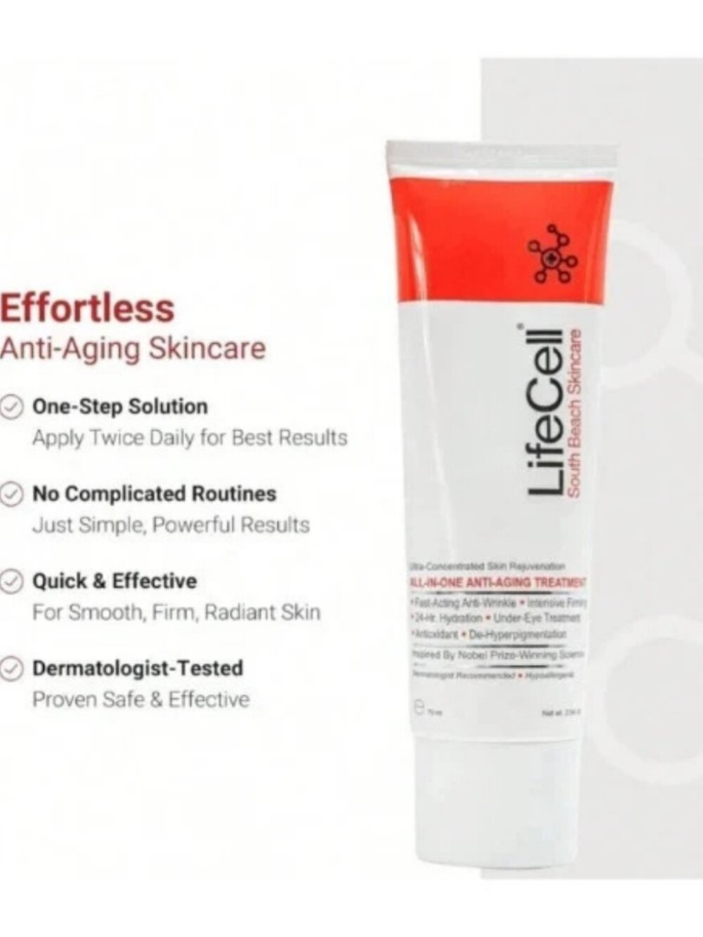LifeCell South Beach All-In-One Anti Aging Treatment Cream 2.54oz 75ml New - Picture 3 of 5